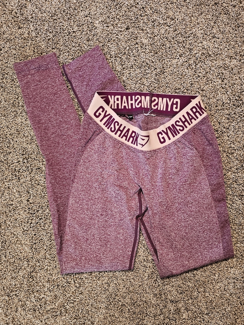 Women's Gymshark Burgundy Seamless  Leggings with Logo Waistband